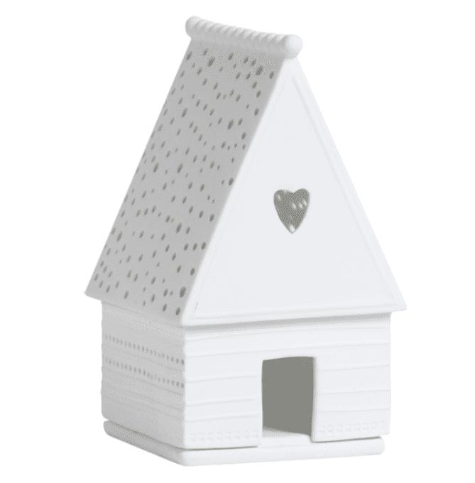 PETITE MAISON PHOTOPHORE COEUR ET POIS EN PORCELAINE