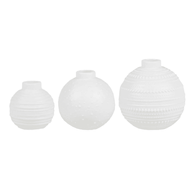 SET DE 3 PETITS VASES RONDS PORCELAINE