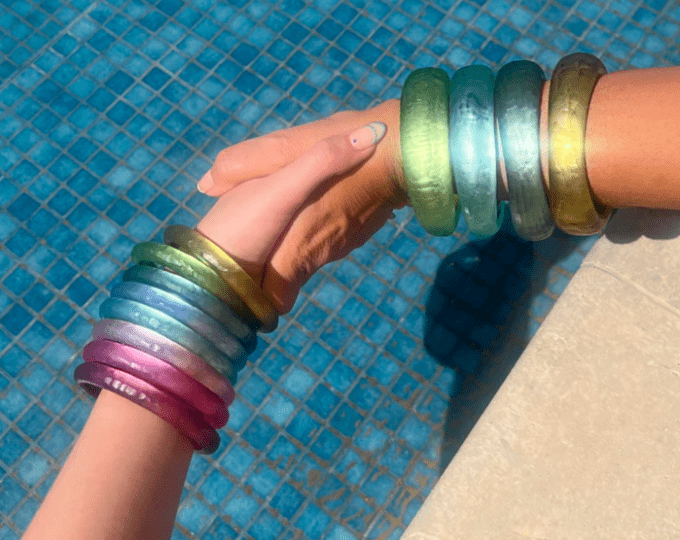 BRACELET JONC BRAGI FIN BLEU BONDI GIVRÉ - FRANCINE BRAMLI