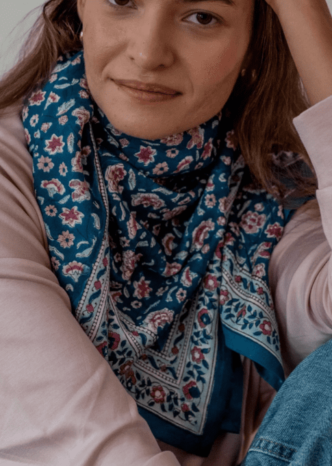 GRAND FOULARD INDIEN - EDEL AQUA 