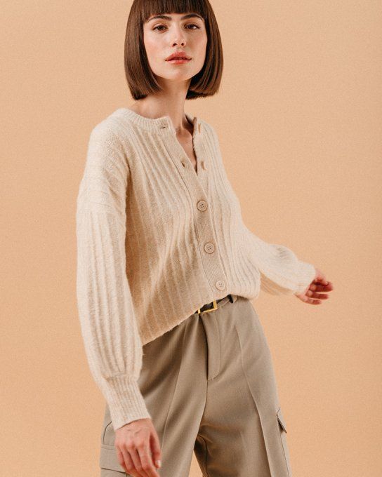 CARDIGAN LOUVE BEIGE
