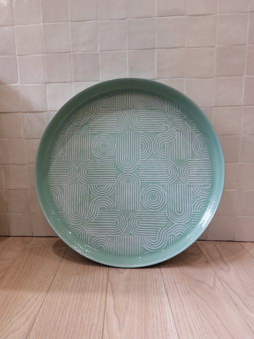 PLATEAU MOLITOR MÉTAL ÉMAILLÉ CELADON - XXL  