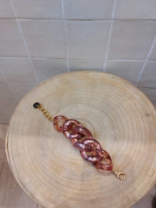 BRACELET À MAILLONS VIEUX ROSE / GLITTER   - FRANCINE BRAMLI  