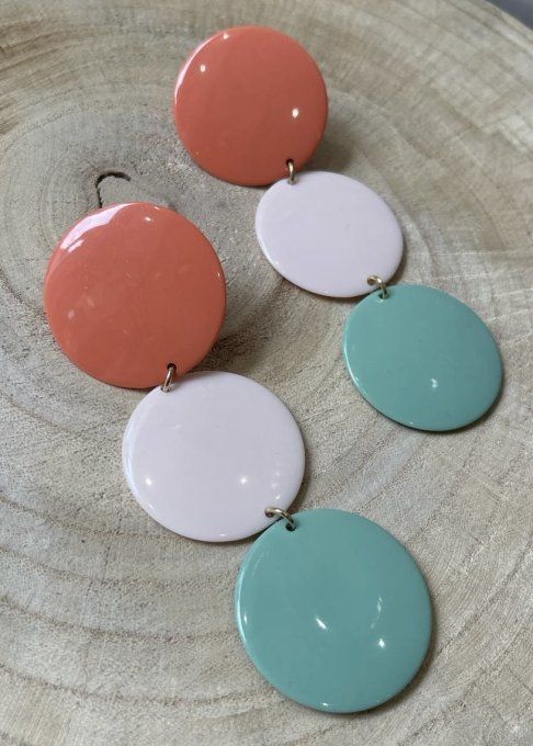 BO CLIP RETRO CORAIL ROSE PALE ET CELADON - FRANCINE BRAMLI