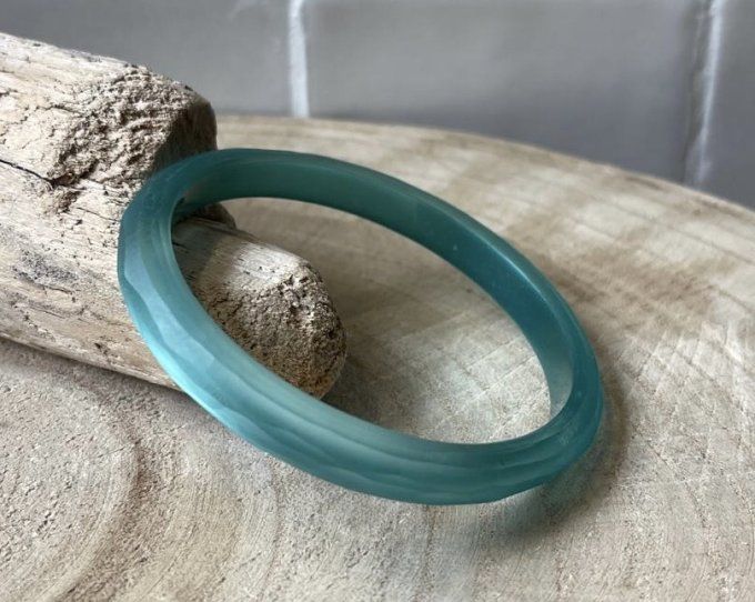 BRACELET JONC BRAGI FIN BLEU BONDI GIVRÉ - FRANCINE BRAMLI