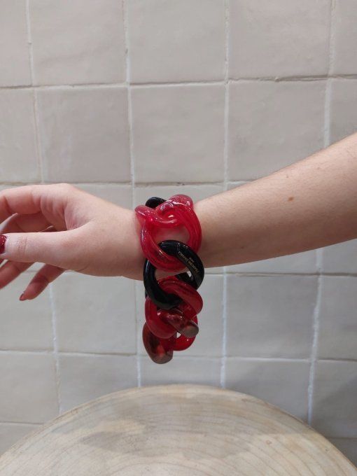 BRACELET ROUGE ET NOIR À MAILLONS - FRANCINE BRAMLI 