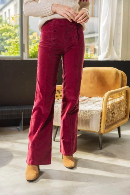 PANTALON PAULA VELOURS BOIS DE ROSE