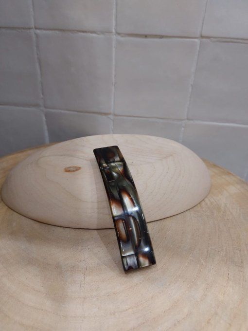 BARRETTE À CHEVEUX ÉCAILLE STRIÉE VERTE - FRANCINE BRAMLI