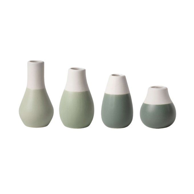 SET DE 4 MINI VASES VERTS EN PORCELAINE