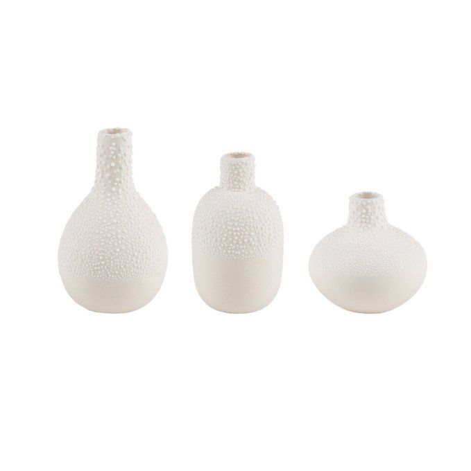 LOT DE 3 MINIS VASES PERLÉS EN PORCELAINE