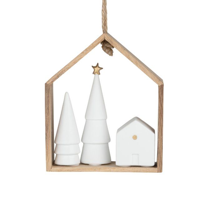 CRÈCHE EN PORCELAINE ET EN BOIS