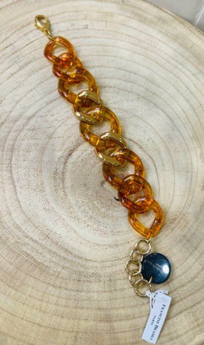 BRACELET MAILLONS TRANSPARENT ORANGEÉS ET DORÉS - FRANCINE BRAMLI