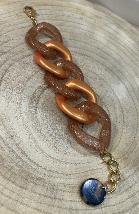BRACELET MAILLONS ORANGÉS CUIVRÉS ET PAILLETÉS - FRANCINE BRAMLI