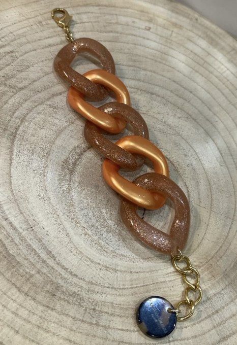 BRACELET MAILLONS ORANGÉS CUIVRÉS ET PAILLETÉS - FRANCINE BRAMLI