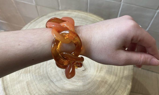 BRACELET MAILLONS À ENFILER ORANGÉS ET CORAIL - FRANCINE BRAMLI