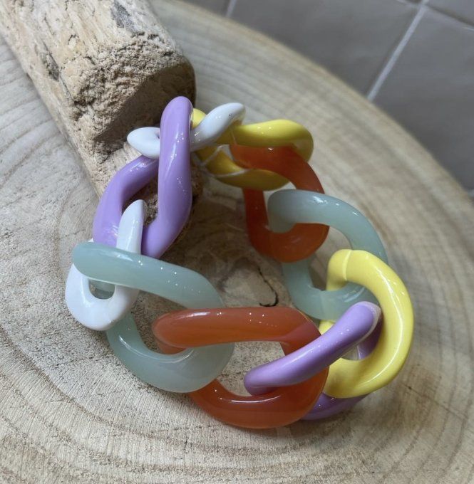 BRACELET MAILLONS À ENFILER LILAS JAUNE CORAIL VERT D'EAU ET BLANC - FRANCINE BRAMLI