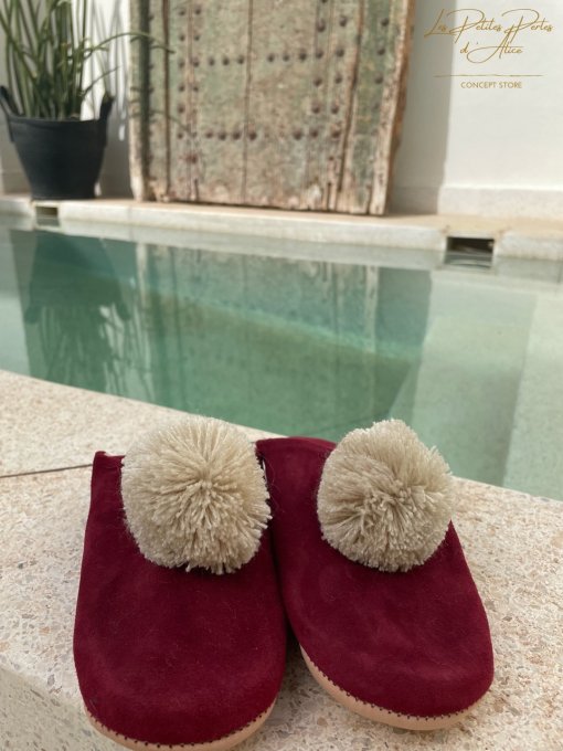 CHAUSSONS BABOUCHES BORDEAUX ET BEIGE