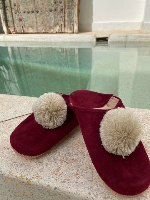 CHAUSSONS BABOUCHES BORDEAUX ET BEIGE