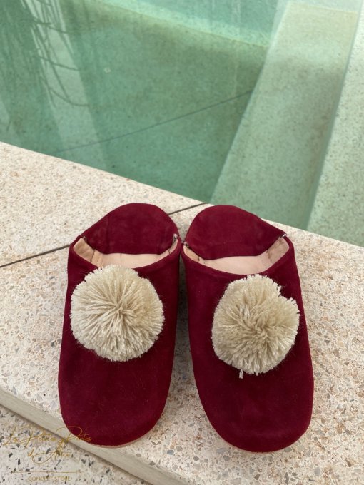 CHAUSSONS BABOUCHES BORDEAUX ET BEIGE