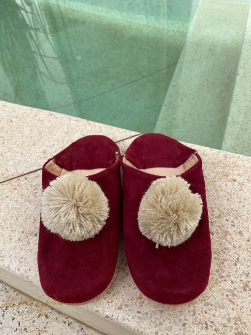 CHAUSSONS BABOUCHES BORDEAUX ET BEIGE