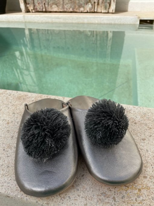 CHAUSSONS BABOUCHES ARGENT ET GRIS