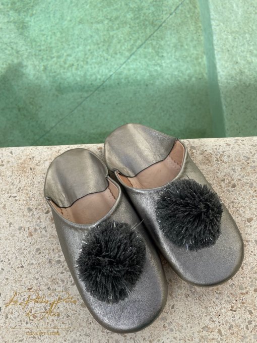 CHAUSSONS BABOUCHES ARGENT ET GRIS