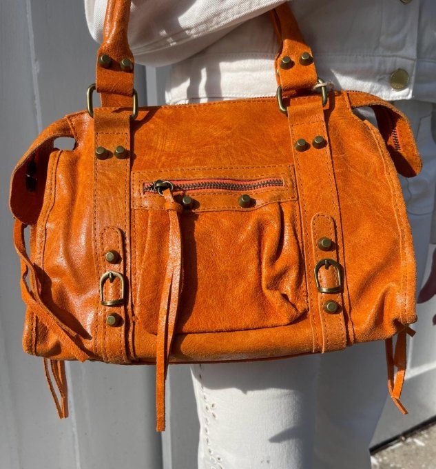 SAC CUIR ORANGÉ