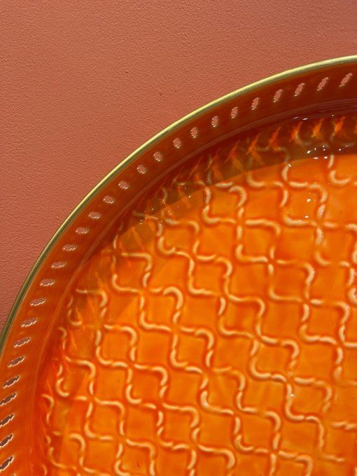 PLATEAU RIVIERA AJOURÉ MÉTAL ÉMAILLÉ ORANGE - XXL