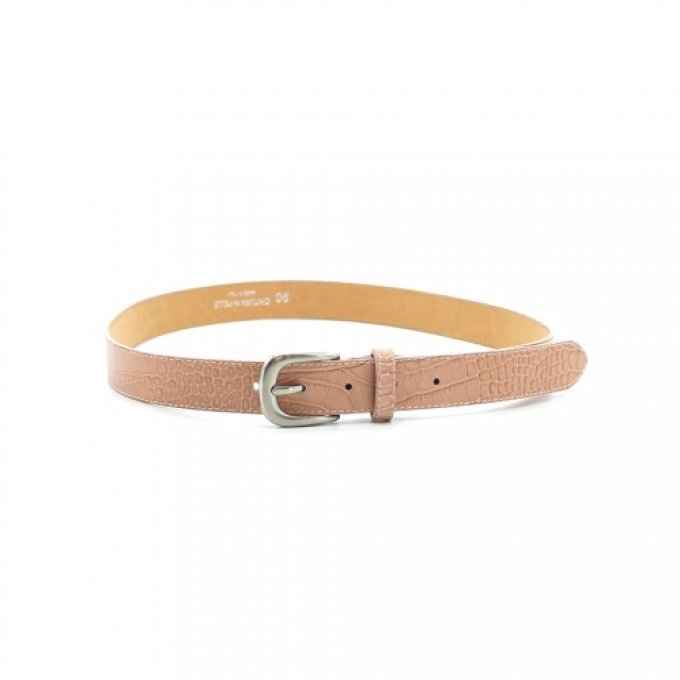 CEINTURE CUIR CROCO NUDE