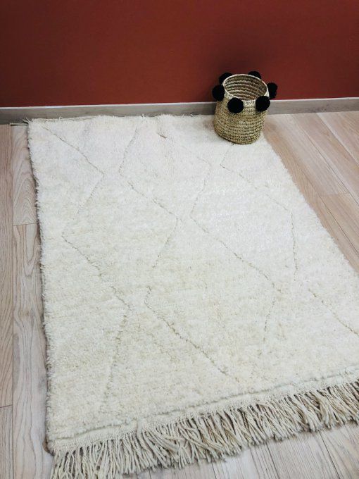 TAPIS BENI OUARAIN TRAMÉ BLANC