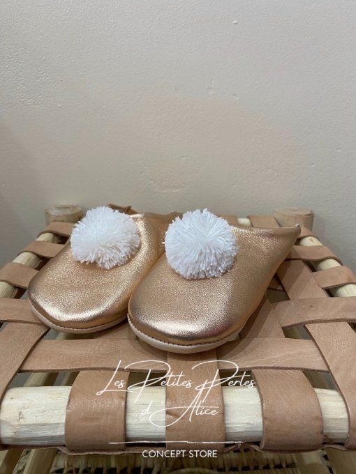 CHAUSSONS BABOUCHES FILLE etire ROSE ROSE