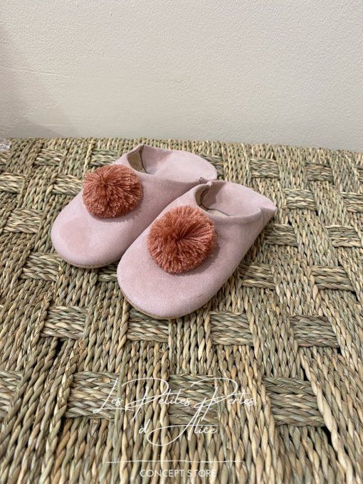 CHAUSSONS BABOUCHES  "FILLE"  ROSE ROSE POUDRE