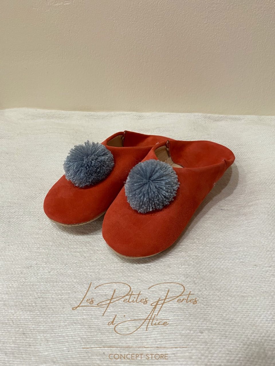 CHAUSSONS BABOUCHES  COQUELICOT GRIS