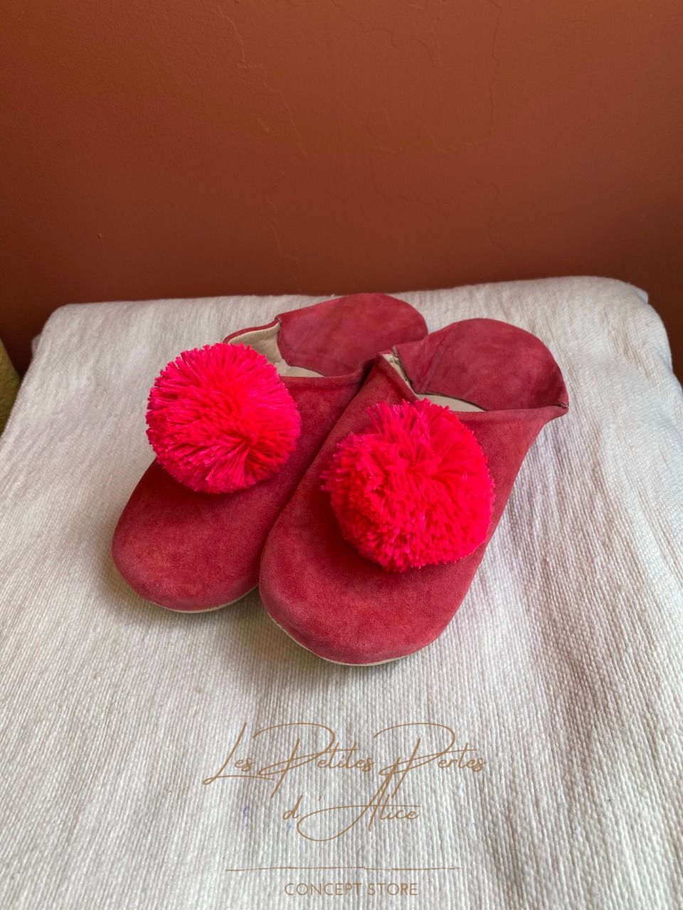 CHAUSSONS BABOUCHES COQUELICOT ET ROSE FLASH