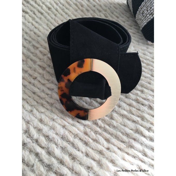 CEINTURE MEDAILLON LEOPARD CUIR 