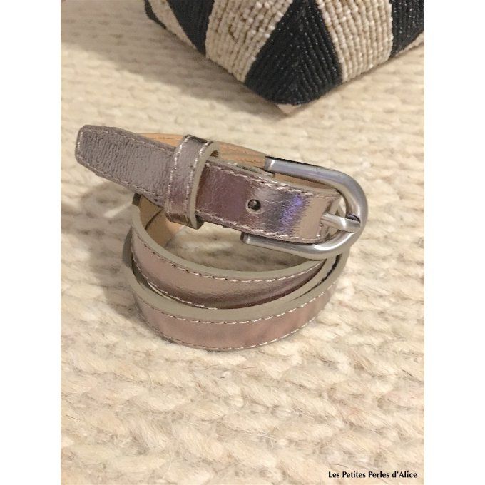 CEINTURE FINE GLITTER TAUPE