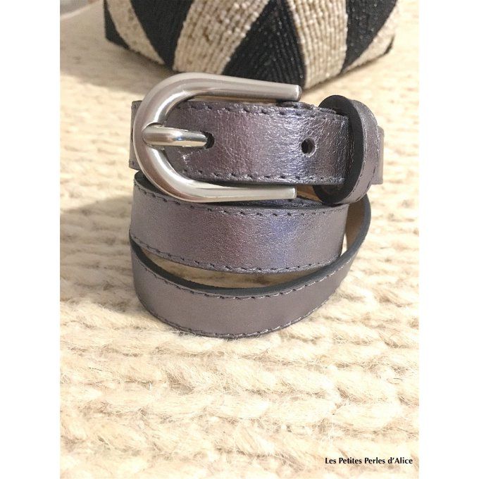 CEINTURE FINE GLITTER GRISE