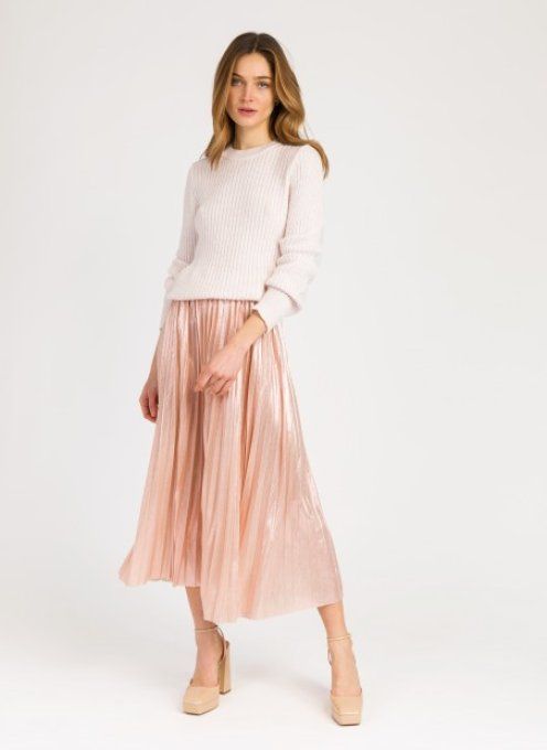 JUPE LONGUE PLISSÉE JUSTINA ROSE
