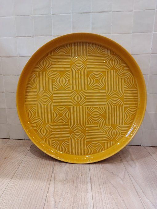 PLATEAU MOLITOR MÉTAL ÉMAILLÉ MOUTARDE - XXL  