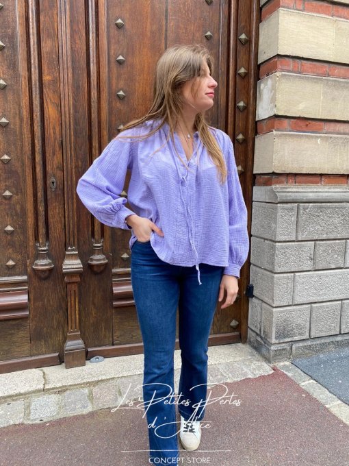 BLOUSE LENORA - GAZ DE COTON LILAS