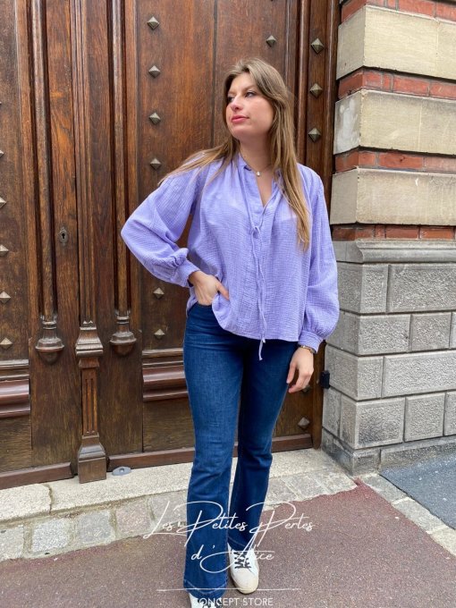 BLOUSE LENORA - GAZ DE COTON LILAS