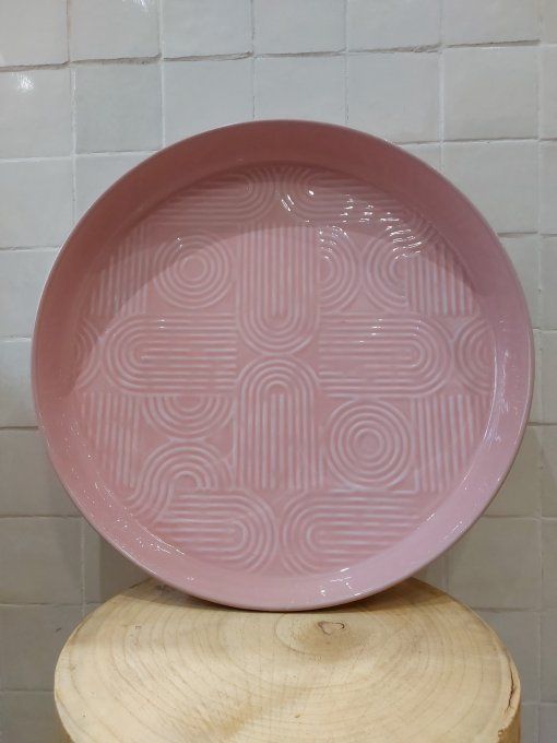PLATEAU MOLITOR MÉTAL ÉMAILLÉ PINK- GRAND MODÈLE XL    