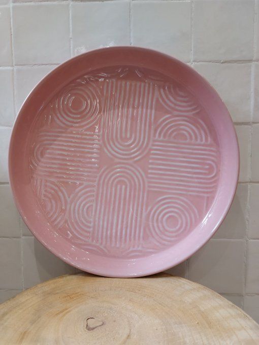 PLATEAU MOLITOR MÉTAL ÉMAILLÉ PINK - 35CM 