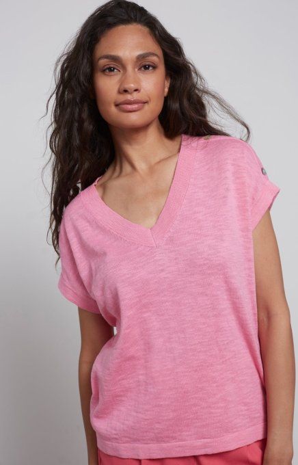 PULL MANCHES COURTES COSMOS PINK - YAYA