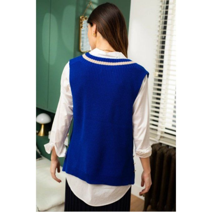 PULL ORILON SANS MANCHES BLEU ROI