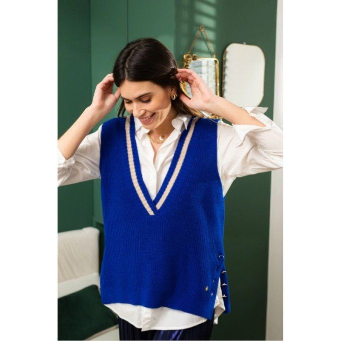 PULL ORILON SANS MANCHES BLEU ROI