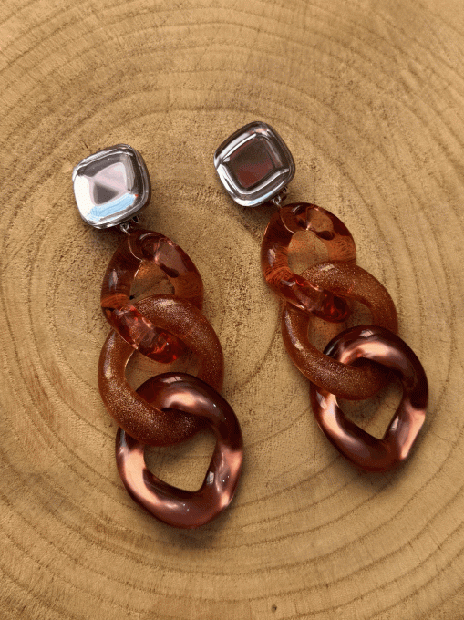 BO maille  cabochon miroir clip  - Francine Bramli  