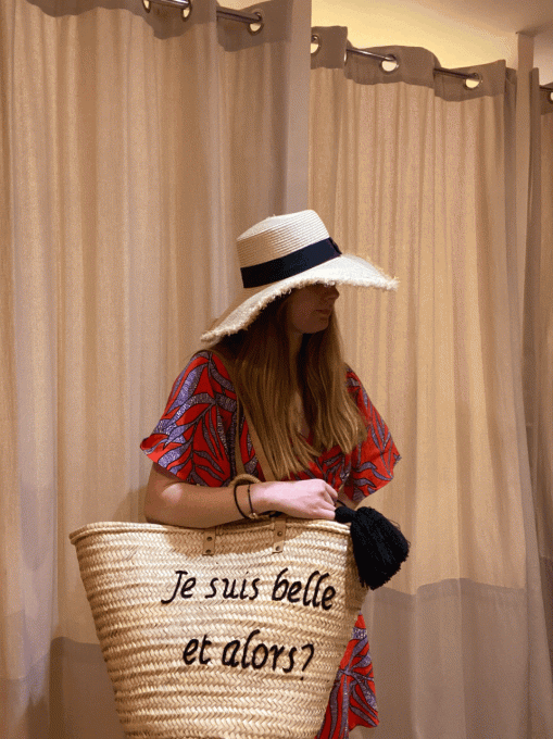 PANIER JE SUIS BELLE ET ALORS? POMPOM NOIR