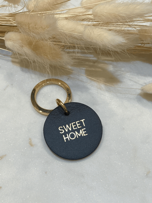 PORTE CLÉ ROND "SWEET HOME" NOIR