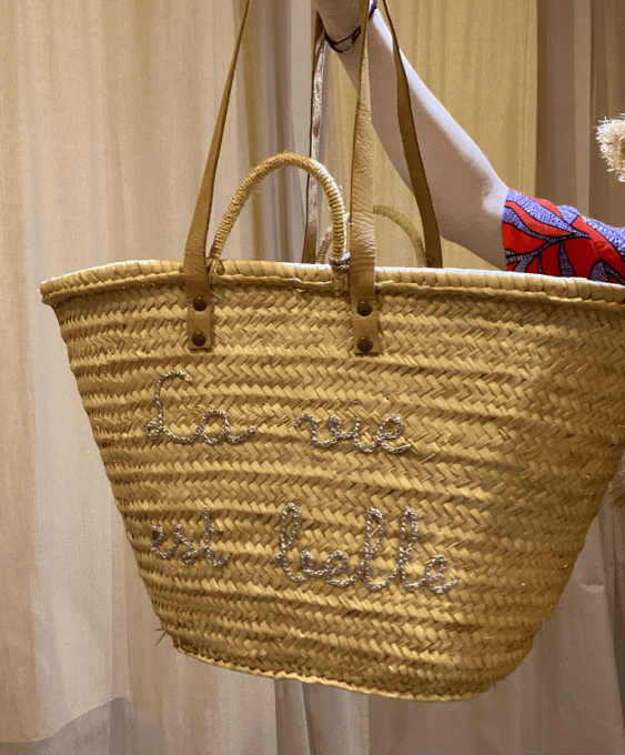PANIER LA VIE EST BELLE POMPOM BRILLANT